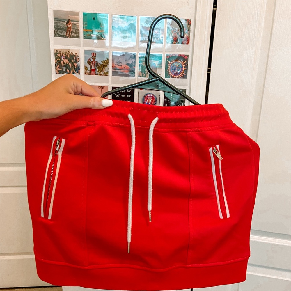 red sport golf skirt